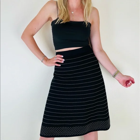 Calvin Klein midi skirt office black striped - Picture 4 of 6